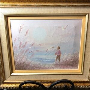 Framed Landscape Art with Gold Frame